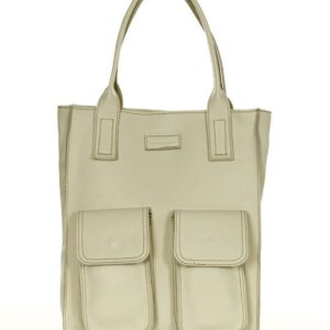 torebka shopper z kieszeniami mazzini - ravenna ivory beżowa