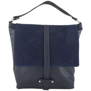 torby skórzane shopper bag a4 - granatowa
