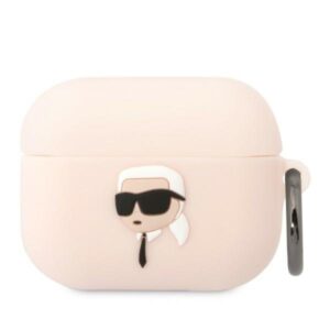 karl lagerfeld klaprunikp airpods pro cover różowy/pink silicone karl head 3d