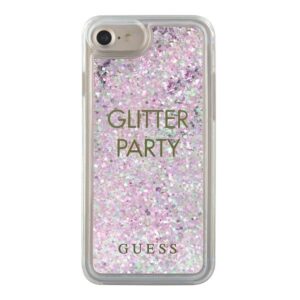 guess guhcp7gluqpu iphone 6/7/8 /se 2020 / se 2022 fioletowy/purple hard case liquid glitter party