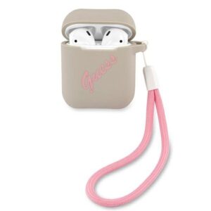 guess guaca2lsvsgp airpods cover szaro różowy/grey pink silicone vintage
