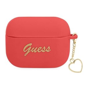 guess guaplschsr airpods pro cover czerwony/red silicone charm heart collection