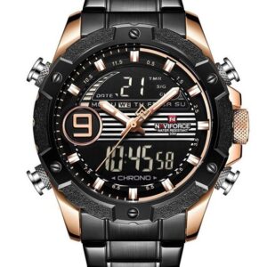 zegarek męski naviforce - nf9146s (zn089c) - black/rosegold + box