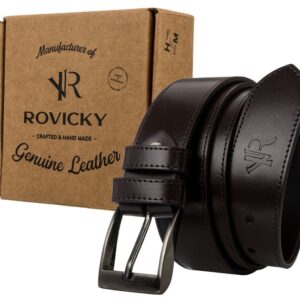 pasek męski ze skóry naturalnej licowej o stebnowanych brzegach — rovicky