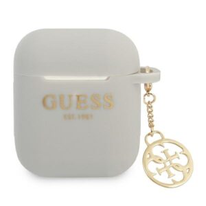 guess gua2lsc4eg airpods cover szary/grey silicone charm 4g collection