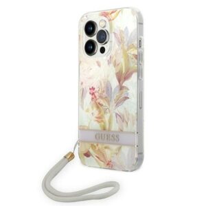 guess guohcp14lhflsu iphone 14 pro 6,1" fioletowy/purple hardcase flower strap