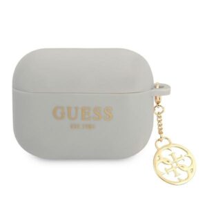 guess guaplsc4eg airpods pro cover szary/grey silicone charm 4g collection