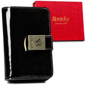 mały, lakierowany portfel damski z rfid protect — rovicky