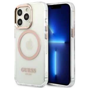 guess guhmp13lhtrmd iphone 13 pro / 13 6,1" złoty/gold hard case metal outline magsafe