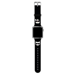 karl lagerfeld pasek klawlslckk apple watch 42/44/45mm czarny/black strap silicone karl & choupette heads