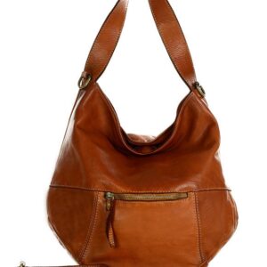 torebka skórzana z kieszonką hobo bag handmade - marco mazzini brąz camel