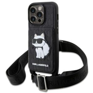 karl lagerfeld klhcp14xcsakhpck iphone 14 pro max 6.7" hardcase czarny/black crossbody saffiano monogram choupette