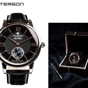 modny, elegancki zegarek męski z mechanizmem kwarcowym — peterson