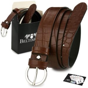 skórzany pasek damski do spodni sukienki beltimore ciemny brąz 3 cm w84 : kolory - brązowy, beżowy, rozmiar pasków - r.105-120 cm