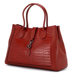 torebka damska kuferek, skóra naturalna croco + dolaro, elegancki