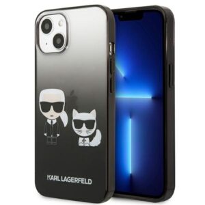 karl lagerfeld klhcp13stgkck iphone 13 mini 5,4" hardcase czarny/black gradient ikonik karl & choupette