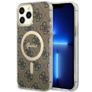 guess guhmp13xh4stw iphone 13 pro max 6.7" brązowy/brown hardcase 4g magsafe