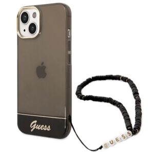 guess guhcp14shgcohk iphone 14 6,1" czarny/black hardcase translucent pearl strap