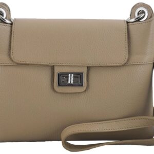 torebka damska skórzana crossbody - beżowa