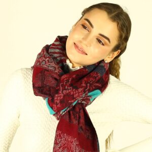 stylowy szal damski ze wzorem mazzini bordo