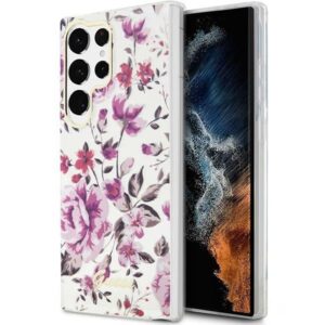 guess guhcs23lhcfwst s23 ultra s918 biały/white hardcase flower collection