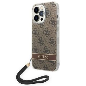 guess guohcp14lh4stw iphone 14 pro 6,1" brązowy/brown hardcase 4g print strap