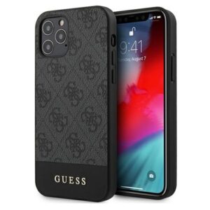 guess guhcp12mg4glgr iphone 12/12 pro 6,1" szary/grey hardcase 4g stripe collection