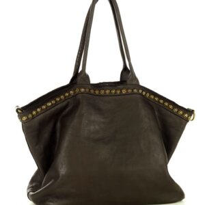 duża torebka skórzana oversize style shopper bag - marco mazzini ciemny brąz caffe