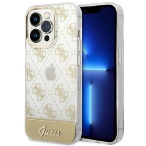 guess guhcp14lhg4mhg iphone 14 pro 6,1" złoty/gold hardcase 4g pattern script