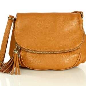 torebka ze skóry półokrągła leather saddle bag - marco mazzini dollaro brąz camel