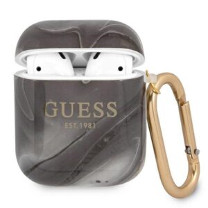guess gua2unmk airpods cover czarny/black marble collection