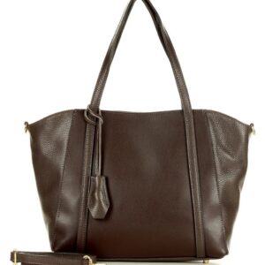 shopper bag skórzana torebka na ramię trapez - marco mazzini ciemny brąz caffe