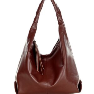 torebka skórzana worek na ramię tote bag smooth leather marco mazzini brąz migdałowy