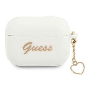 guess guaplschsh airpods pro cover biały/white silicone charm heart collection