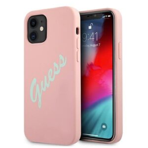 guess guhcp12slsvspg iphone 12 mini 5,4" różowo zielony/green pink hardcase silicone vintage