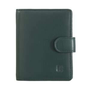 dudu purses for women genuine leather small bifold compact womens wallet with rfid protection, snap closure and zipper pocket