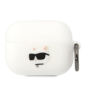 karl lagerfeld klaprunchh airpods pro cover biały/white silicone choupette head 3d