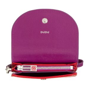dudu wristlet purse for women in soft leather, compact small wallet coloured with coin pocket bill money cards holders