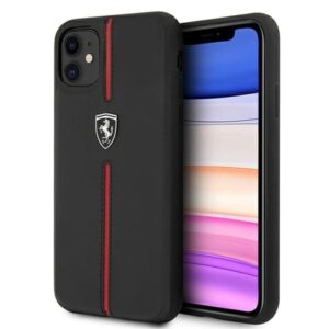 ferrari feomshcn61bk iphone 11 6,1" / xr czarny/black hardcase off track leather nylon stripe