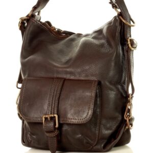 torba skórzana dla wymagających z opcją plecak old school leather bag - marco mazzini ciemny brąz caffe