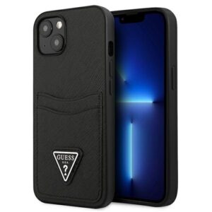 guess guhcp13mpsatpk iphone 13 6,1" czarny/black hardcase saffianotriangle logo cardslot
