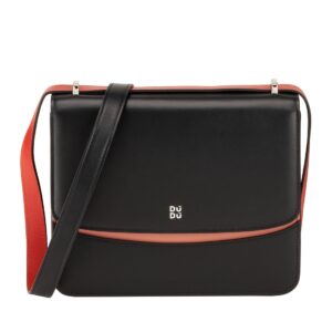 dudu medium size shoulder bag women leather made in italy, rigid elegant design crossbody bag with flap and 2 compartments