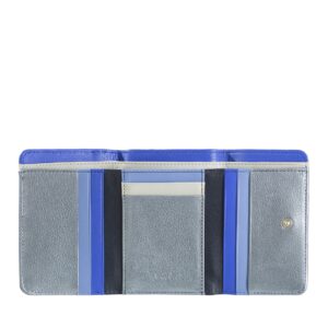 dudu small trifold rfid womens wallet purse in metal pink leather with coin pocket and credit card slots