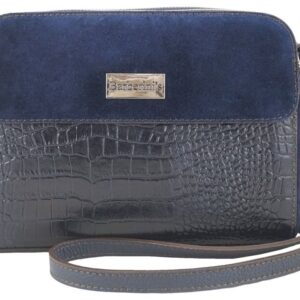 stylowa torebka crossbody trzykomorowa - granatowa