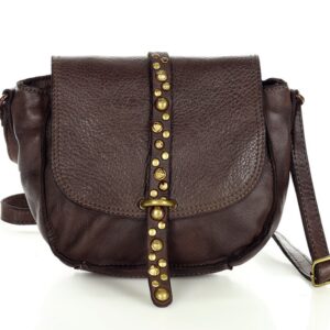 marco mazzini torebka listonoszka saddle bag dżety genuine leather ciemny brąz caffe