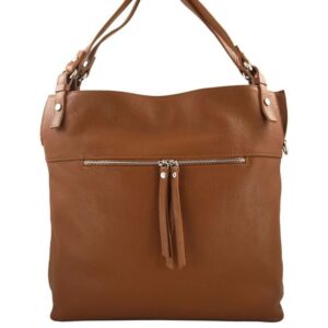 duży skórzany worek / shopper bag - a4 - brązowy jasny