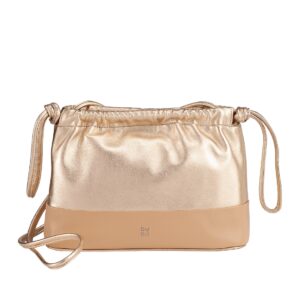 dudu metallic genuine leather clutch bag for women, fashion pouch with drawstring and crossbody shoulder strap