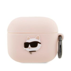 karl lagerfeld kla3runchp airpods 3 cover różowy/pink silicone choupette head 3d