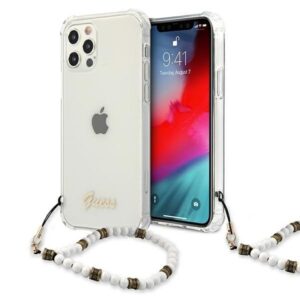 guess guhcp12mkpswh iphone 12/12 pro 6,1" transparent hardcase white pearl
