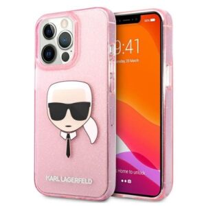 karl lagerfeld klhcp13xkhtuglp iphone 13 pro max 6,7" różowy/pink hardcase glitter karl`s head